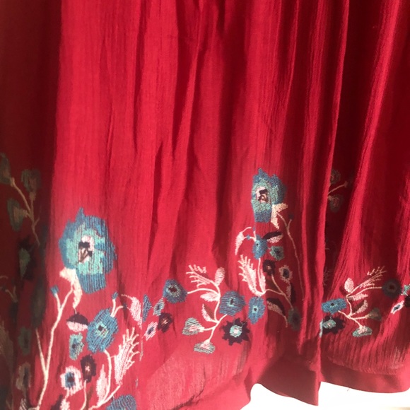 Free People Red NWOT Embroidered Flared Dress Size S Flirty PERFECT & STUNNING! - Picture 8 of 16